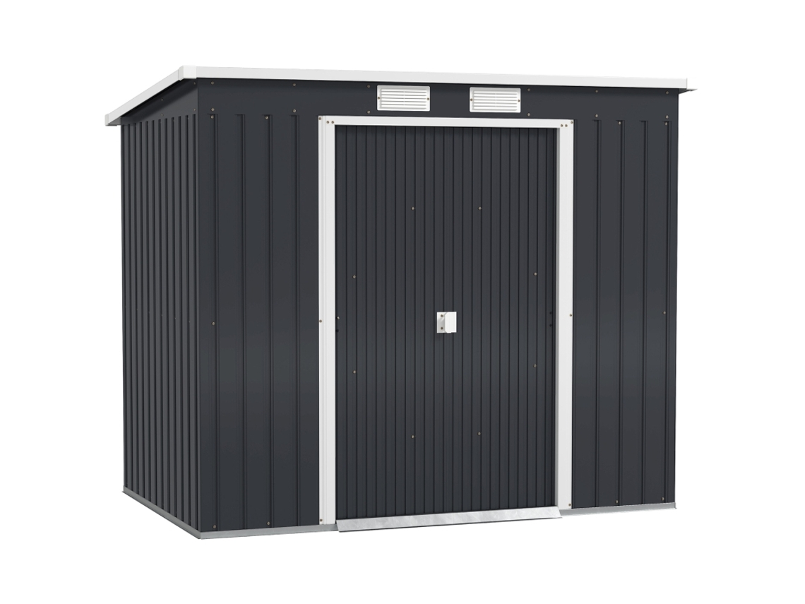 Galpão de Equipamentos ORBITRA COMMERCE com janelas ventiladas, portas deslizantes em aço galvanizado 213x130x172cm, cinza escuro