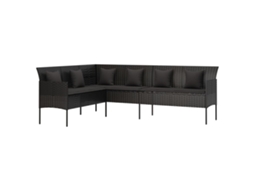 Maison Exclusive - Sofá Em Forma De L P/ Jardim C/ Almofadões Vime Pe Preto