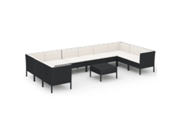 Maison Exclusive - 11 Pcs Conjunto Lounge De Jardim C/ Almofadões Vime Pe Preto