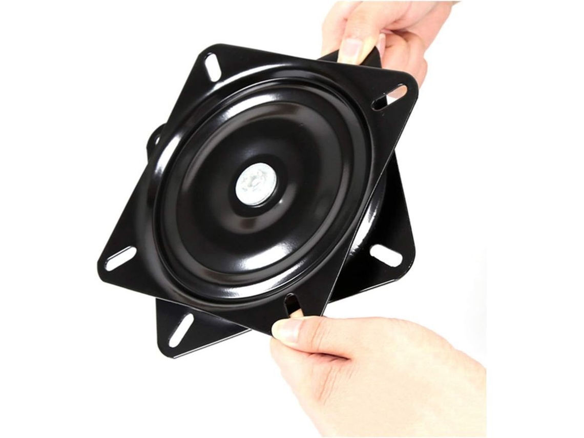 Rodízio de Mesa Linjou, 16cm, Base Giratória, Aço Inoxidável, para Móveis, Sofás, TVs e Taburetes, Preto S/MARCA