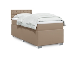 Vidaxl Cama Com Molas/colchão 100x200 Cm Couro Artificial Cappuccino