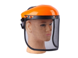 Máscara Facial de Malha de Aço para Jardim, Proteção Total Cabeça, Cortar Grama, Segura, Laranja