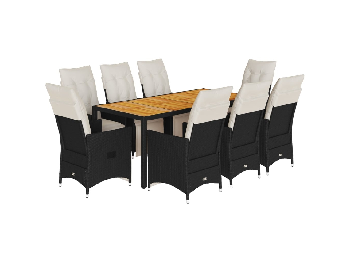 Garden Dining Set, Garden Dining Sets Vidaxl Preto Rattan / Vime (190 X 90 X 75 Cm)