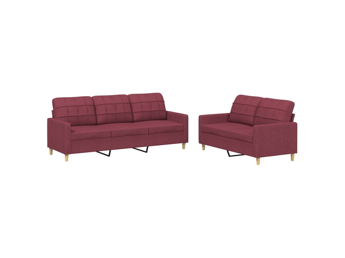Conjunto de Sofás com Almofadões Tecido Vermelho Tinto MAISON EXCLUSIVE