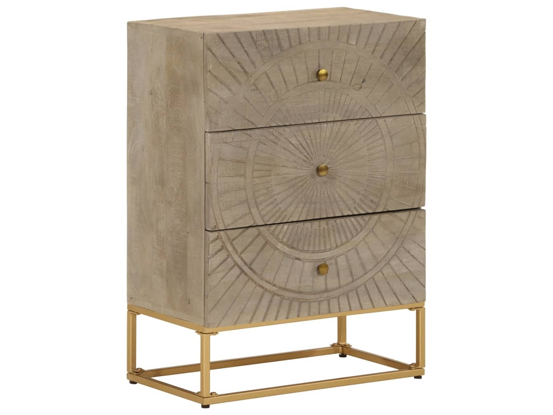 Vidaxl Cómoda 55x30x76 Cm Madeira De Mangueira Maciça E Ferro
