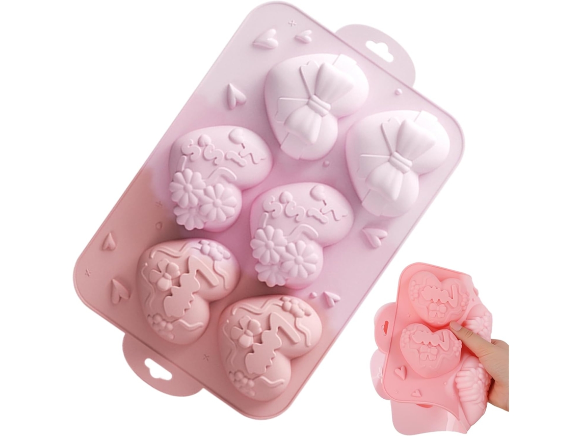 Forma De Silicone Em Formato De Coração Com Relevo Alimentos.