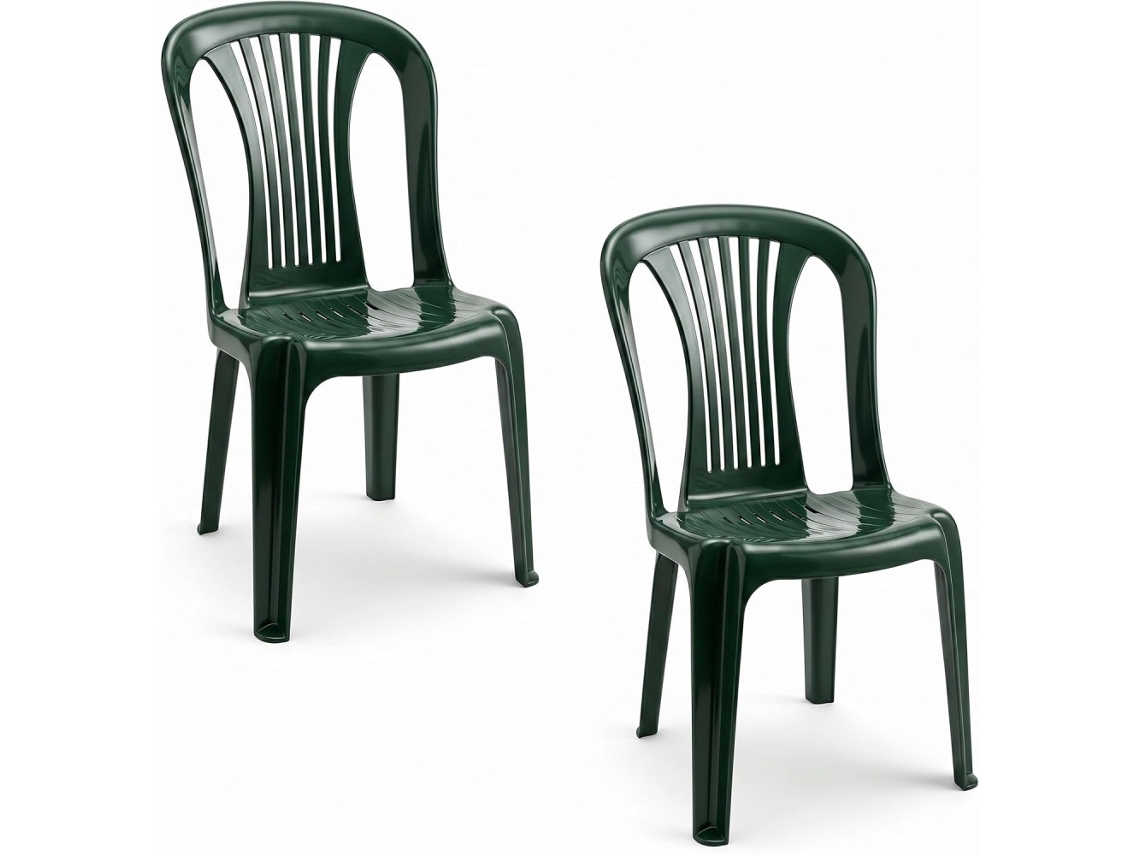 Conjunto de 2 Sillas Plásticas para Terraza, Jardín, Playa COSHANO (verde)