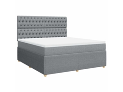 Cama com Molas/Colchão 180x200 Cm em Tecido Cinzento Claro MAISON EXCLUSIVE