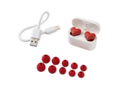 Fones de ouvido LAXISCREED com cancelamento de ruído, case carregamento vermelho