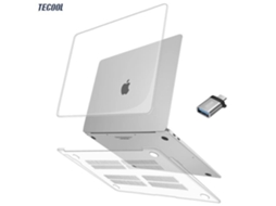 Tecool Macbook Air 13 Polegadas 2021 2020 2019 2018 A2337 A2179 A1932 Capa Touch Id Fina E Rígida Adaptador Usb C Transparente Brilvibera (m1)
