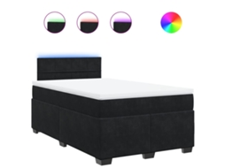 Cama Boxspring com Colchão 120x190 Cm Veludo Preto MAISON EXCLUSIVE