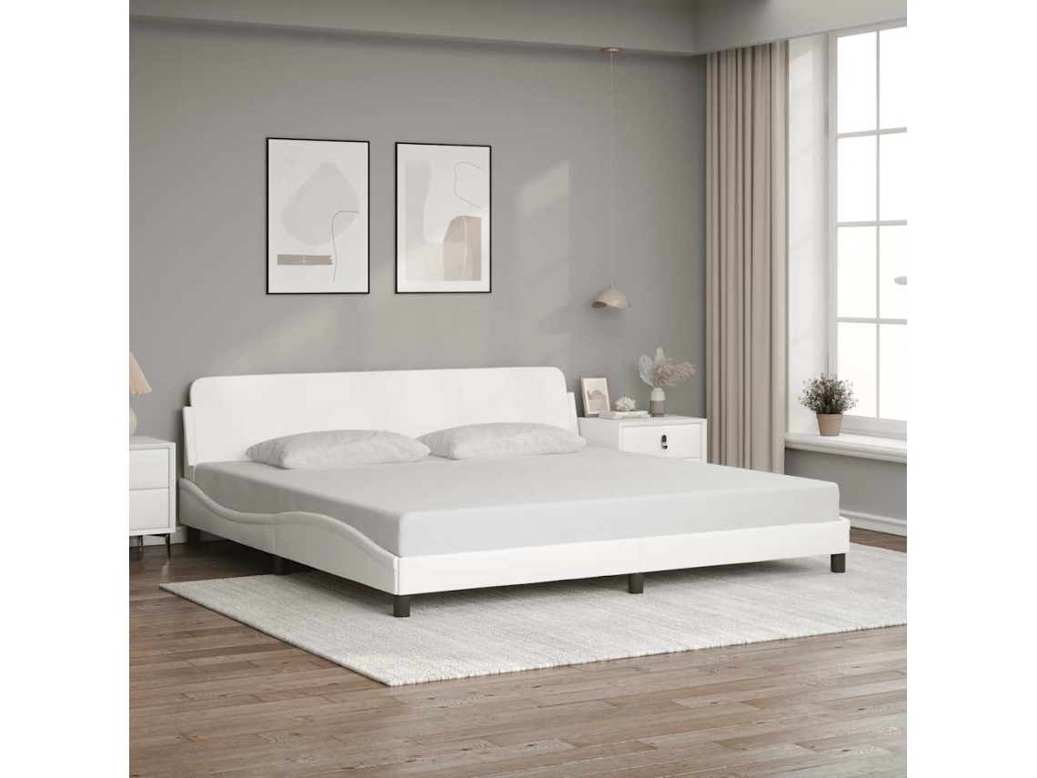 Vidaxl Estrutura De Cama Dover Couro Artificial 200x200 Cm Branco