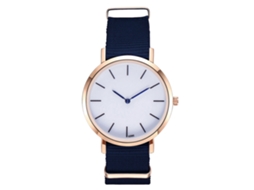 Relógio de quartzo masculino Zhoulianfa com pulseira de nylon e mostrador azul royal.