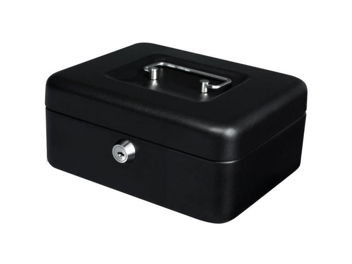 Caixa para Moedas e Mecanismo para Moedas Aço Lacado Preto Fechadura de Segurança com Chave 20 X 16 X 9 Cm YALE