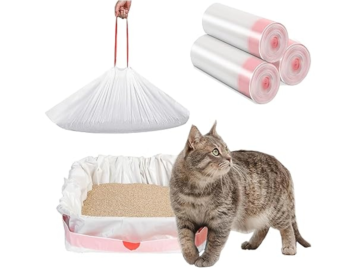 30 Sacos para Caixa de Areia do Gato, com Cordão, Lixo, Auto limpeza, Ergonômico, Uso Diário STELASPLEN