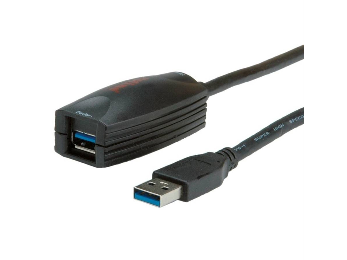 Cabo ROLINE (USB e Repeater - 10m - Preto)