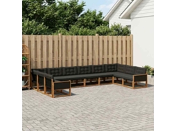 Vidaxl Conjunto De Sofás Para Exterior 10 Pcs Natural E Preto