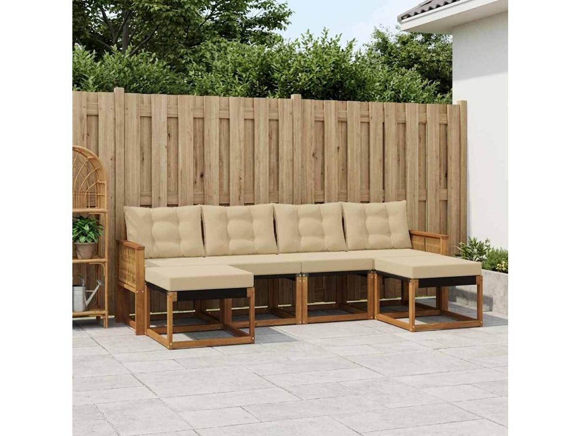 Vidaxl Conjunto De Sofás Para Exterior 6 Pcs Natural E Bege