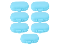 Caixa de Remédios S/MARCA portátil com 4 compartimentos destacáveis, segura, para viagem, azul, 7pcs