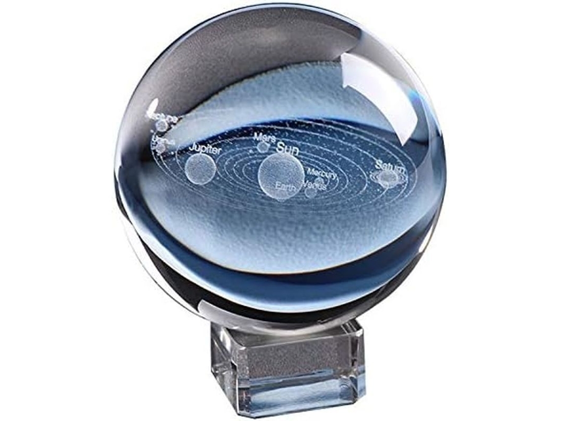Bola De Cristal Miniatura Com Sistema Solar Gravado Em 3d, Decoração Para Lar E Escritório