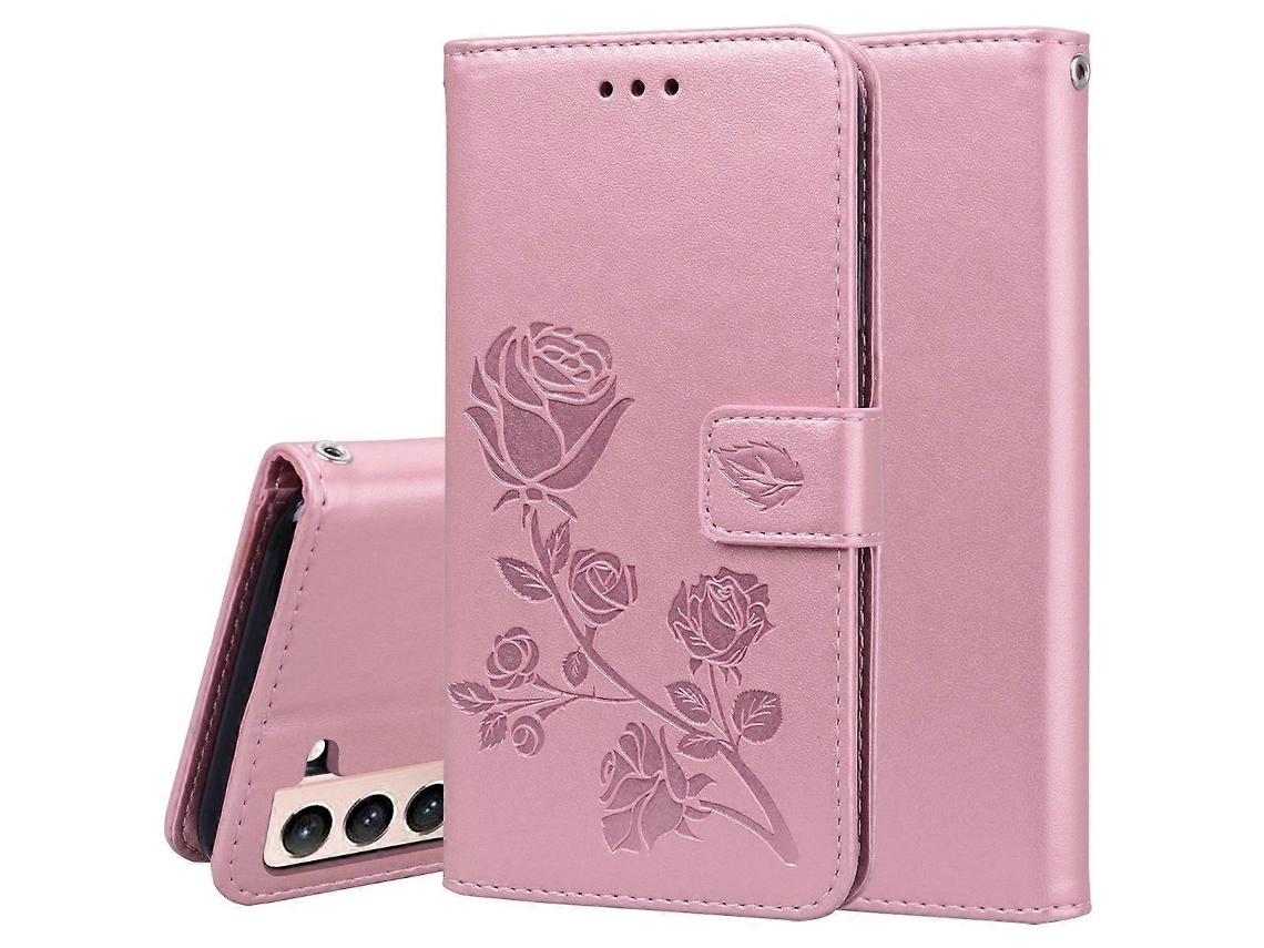 Capa De Couro Pu Com Flip Horizontal E Estampa De Rosas Para Samsung Galaxy S21 5g Com Suporte, Compartimentos Para Cartões E Carteira