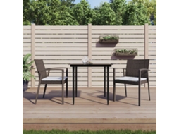Jogo 3 Peças Jantar P/ Jardim C/ Almofadões Vime Pe E Aço Dkd Home Decor