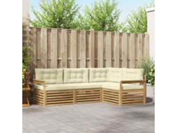 Vidaxl Conjunto De Sofás Para Exterior 5 Unid. Branco E Creme