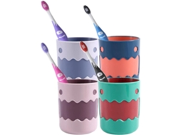 Conjunto De 4 Copos Plástico Reutilizáveis ​​com Estampa Monstrinhos Fofos, 450 Ml Aquaforge