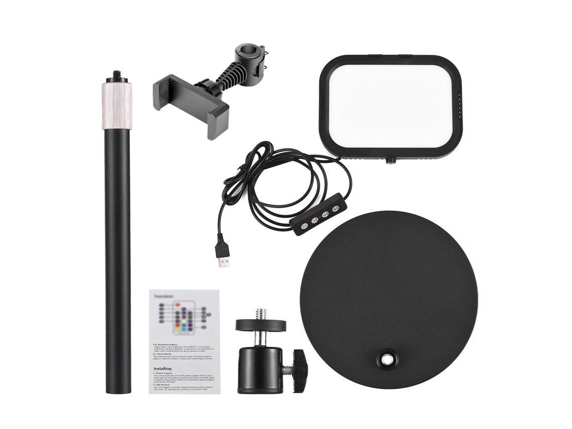 2 Pacotes De Painel De Luz Led 12w Para Conferências Zoom 3000k-6500k Com Suporte Ajustável E Suporte Para Telefone Usb Para Escritório E Lar