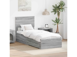 Vidaxl Estrutura Da Cama Com Gaveta Cinza Sonoma E Prata 75 X 190 Cm