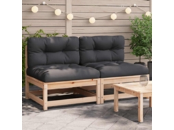 Vidaxl Sofás Sem Braços P/ Jardim Com Almofadões 2 Pcs Pinho Maciço