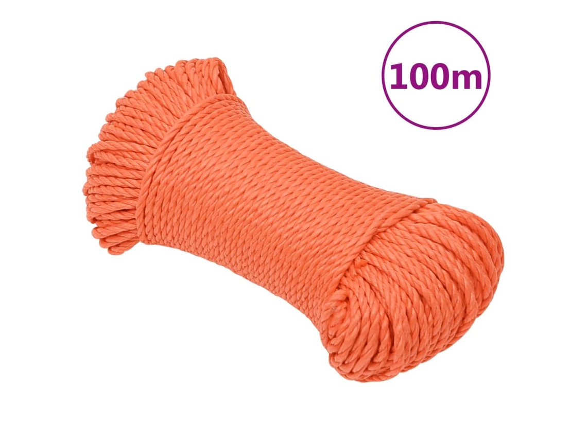 Vidaxl Corda De Trabalho 6 Mm 100 M Polipropileno Cor Laranja