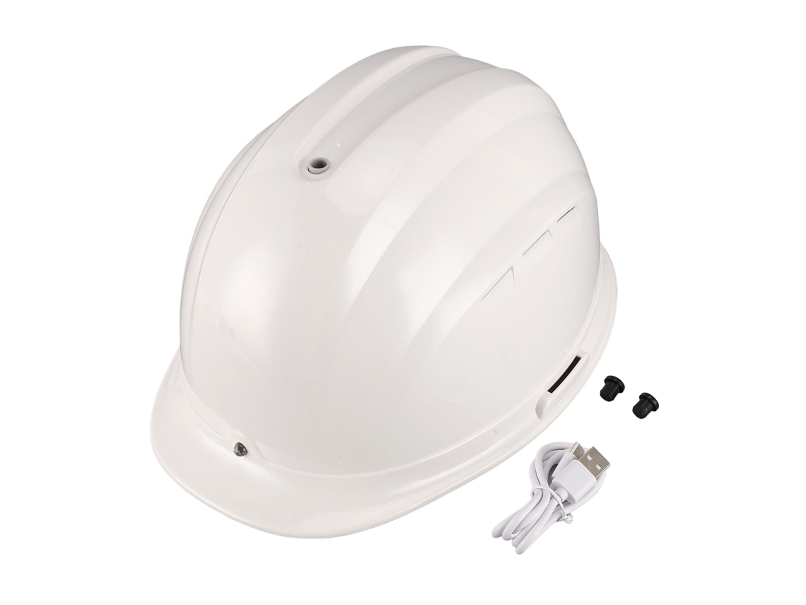 Capacete Solar com Ventilador Massageamento 8000mah Branco
