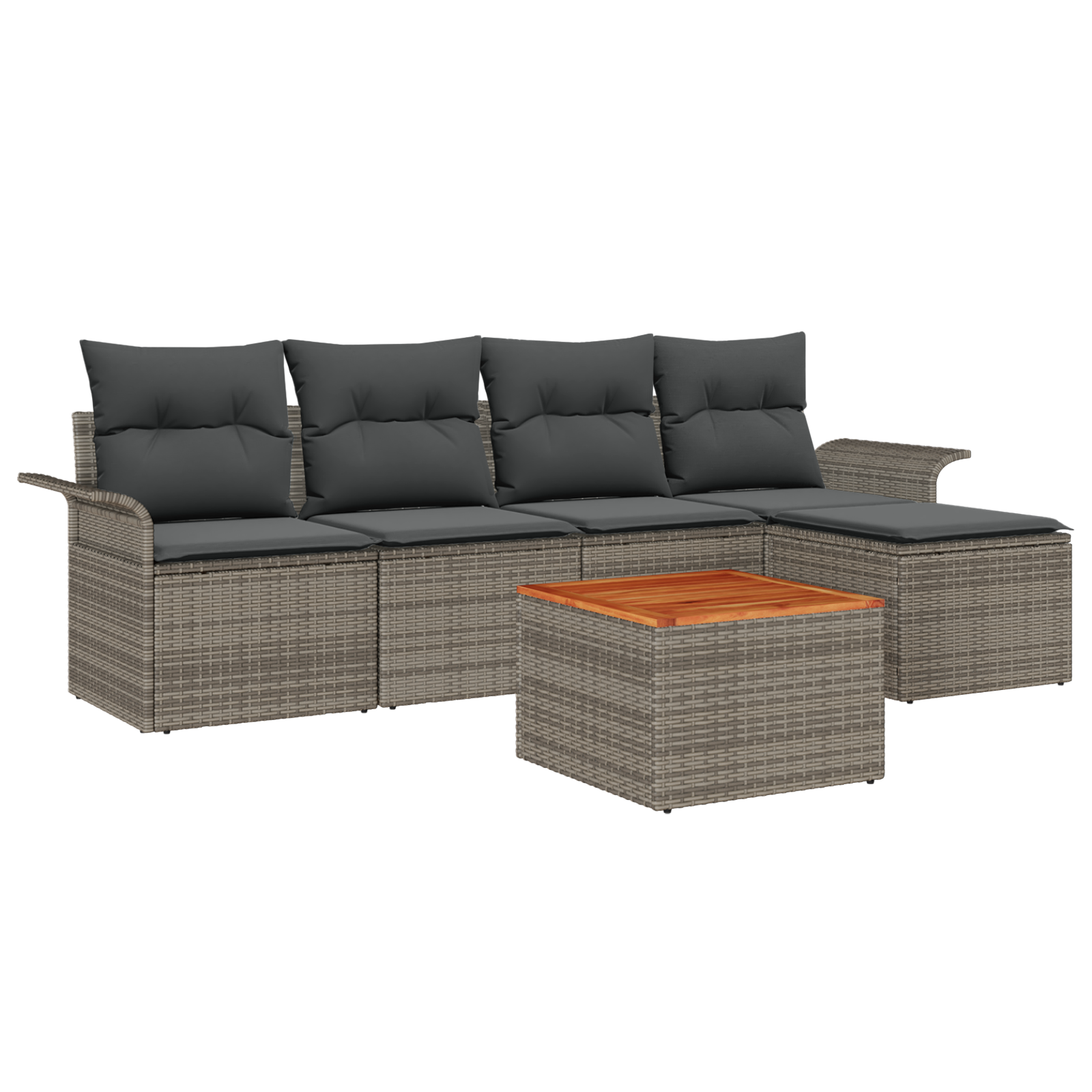 Conjunto 6 Conjunto De Sofá De Jardim Vidaxl Cinzento Vime Pe (251 X 117 X 69 Cm)