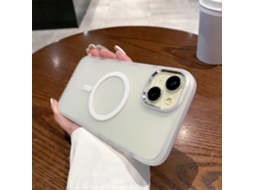 Capa Para Iphone 14 Compatível Com Magsafe Tpupc Translúcida Fosca, Branca