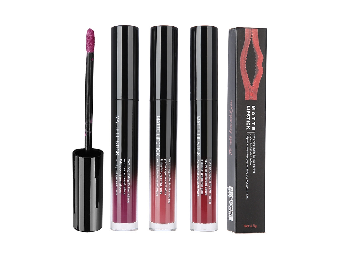 Conjunto De 3 Peças Nageta Labial Mate De Longa Duração Não Pegajoso Lápis Labial Líquido Gloss Cosmético Labial 7+17+20