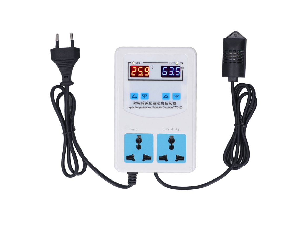 Controlador De Temperatura E Umidade -20~60℃ 0~100.0%rh Lcd Thermostato Umidistato Digital Ac