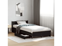 Estrutura De Cama C/ Gavetas 90x200 Cm Derivados Madeira Preto