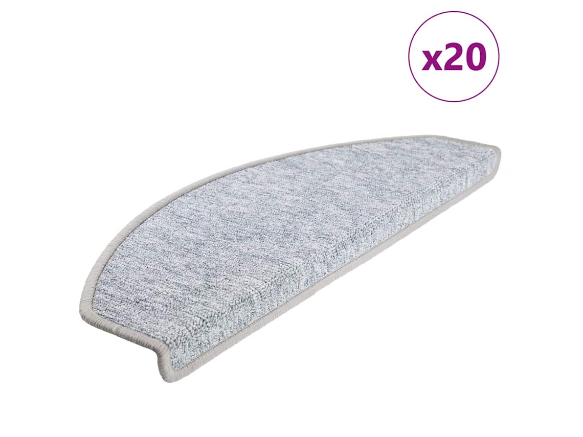 Vidaxl Tapetes De Escada 20 Peças 65x24x4 Cm Cinza Claro Semicircular Grande