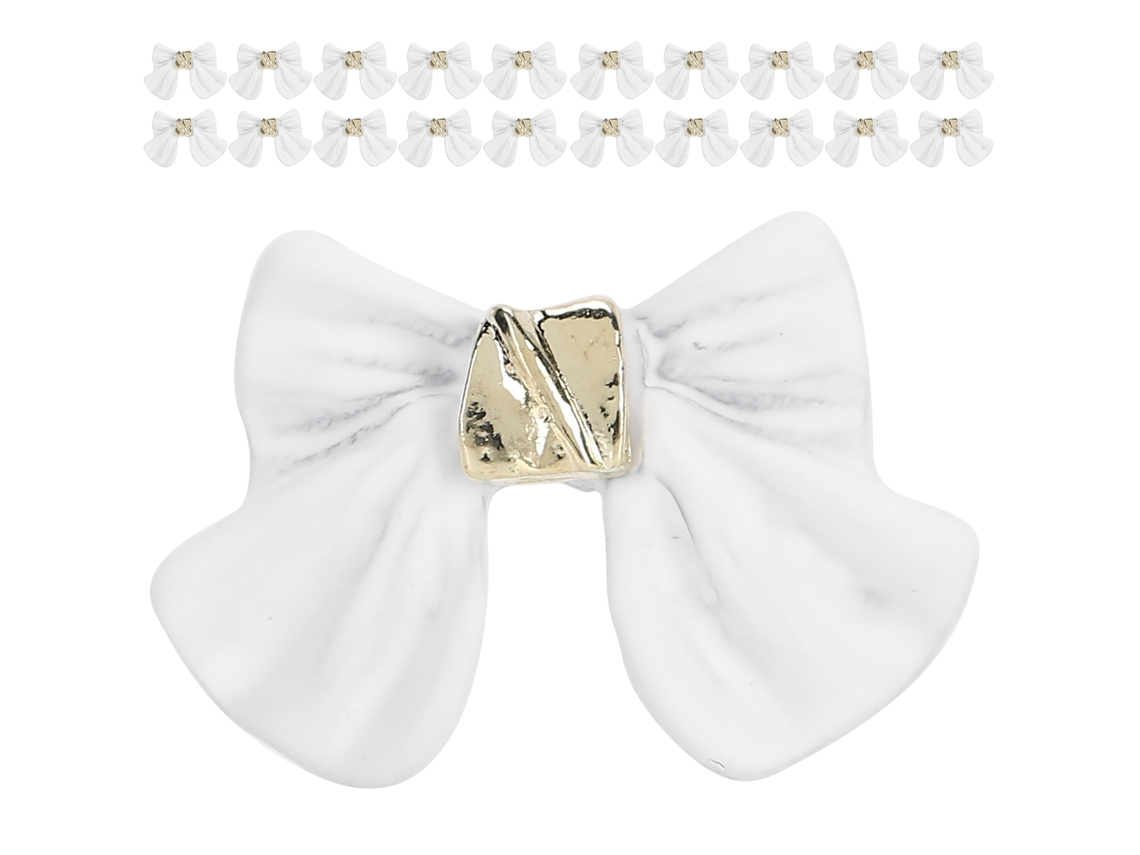 20pcs Laços De Arte De Unhas Diy Decoração Para Unhas Roupas Telefone Bijuterias Branco