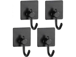 Conjunto De 4 Ganchos Autoadesivos Para Toalha De Banho, Ganchos De Parede Para Cozinha E Corredor, Ganchos Adesivos Pretos Para Roupão, Cozinha