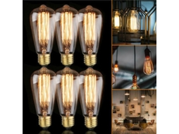 Nova Line 6x Lâmpada Incandescente E27 4w 220v St64 Retro Cor Quente Branca Transparente