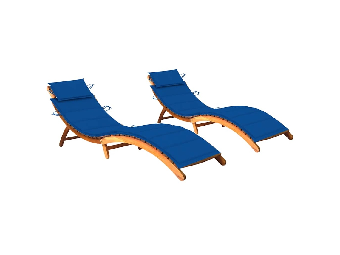 Vidaxl Espreguiçadeiras Com Almofadões 2 Pcs Madeira De Acácia Maciça