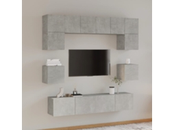 Vidaxl Conjunto Móveis De Tv 8 Pcs Madeira Processada Cinzento Cimento