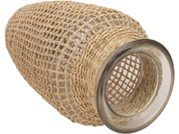 Vaso Decorativo De Palha Trançada Cáqui, Tamanho G, Suporte Para Arranjos Florais
