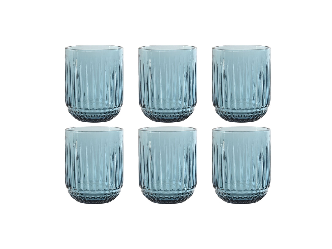 Conjunto de Copos HOME ESPRIT Azul Cristal (6 Unidades)