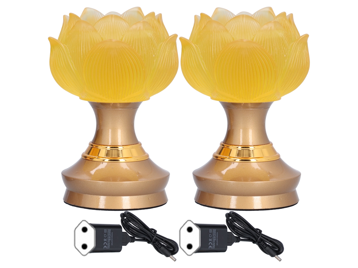 2 Conjuntos Lâmpada Led Flor de Lótus Buda