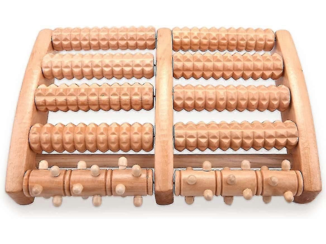 Massageador De Pés Exclusivo Em Madeira Com Rolo, Ideal Para Reflexologia, Alívio Da Dor Nos Pés, Fascite Plantar, Es Pasmos E Edema. Uso Doméstic
