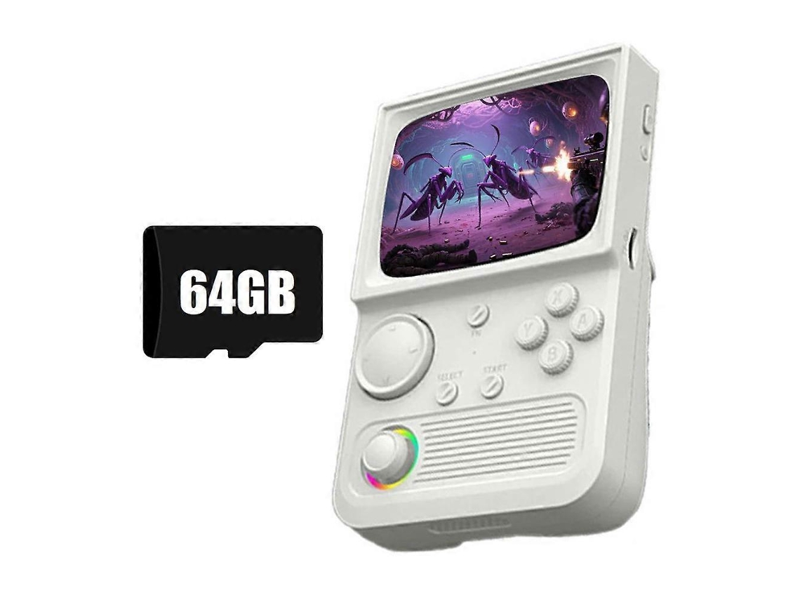 Console Portátil Retrô R36t com 15.000 Títulos Clássicos, Tela Ips de 3,5 Polegadas, 64gb, Branco AQUAFORGE