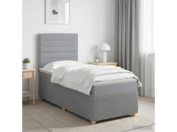 Vidaxl Cama Box Spring Com Colchão Cinzento-claro 100 X 200 Cm Tecido